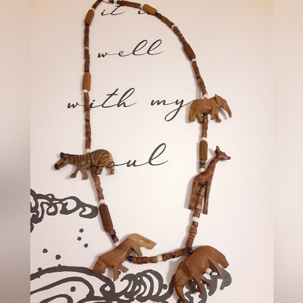 Handcrafted Safari Animal Bead Necklace - Picture 6 of 10